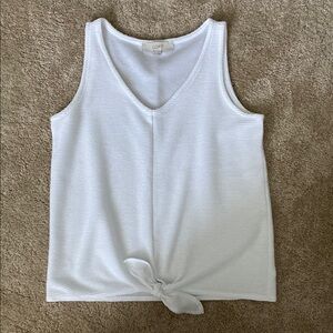 LOFT White Sleeveless Tie Front Tank Top